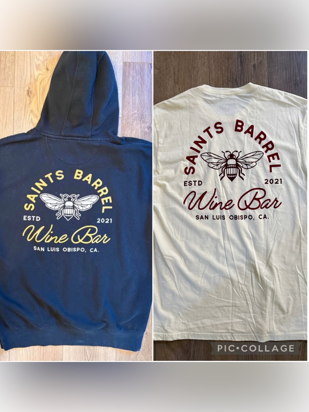 Saints Barrel Wine Bar Black Hoody (XL) & Natural Tee (L) vintage swag bundle.